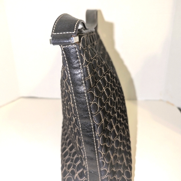 Kate Spade Black Signature Noel Logo Purse Pink Suede Interior‎ - Picture 3 of 14